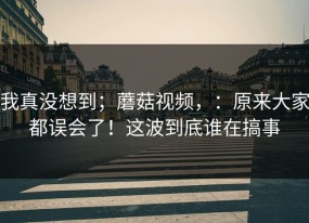我真没想到；蘑菇视频，：原来大家都误会了！这波到底谁在搞事