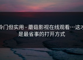 冷门但实用 - 蘑菇影视在线观看…这才是最省事的打开方式