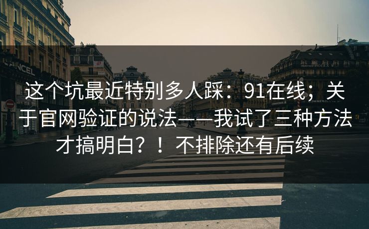 这个坑最近特别多人踩：91在线；关于官网验证的说法——我试了三种方法才搞明白？！不排除还有后续