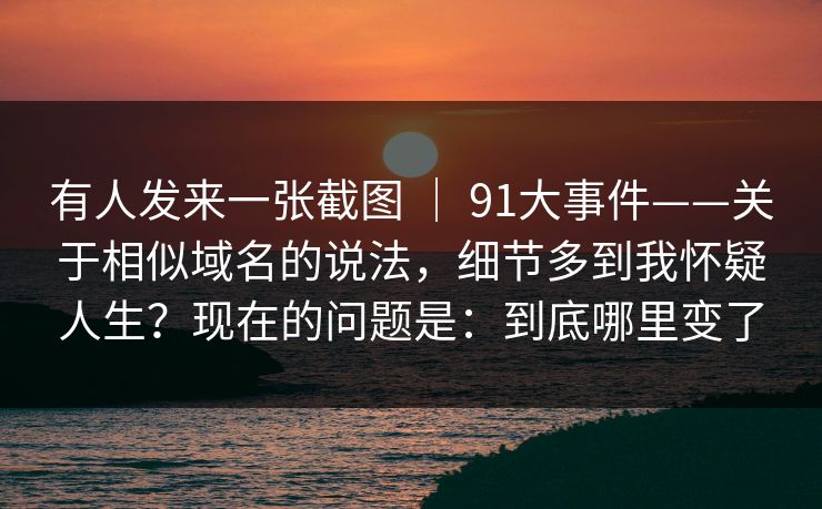 有人发来一张截图 | 91大事件——关于相似域名的说法,细节多到我怀疑人生?现在的问题是:到底哪里变了 有人发来一张截图 | 91大事件——关于相似域名的说法,细节多到我怀疑人生?现在的问题是:到底哪里变了